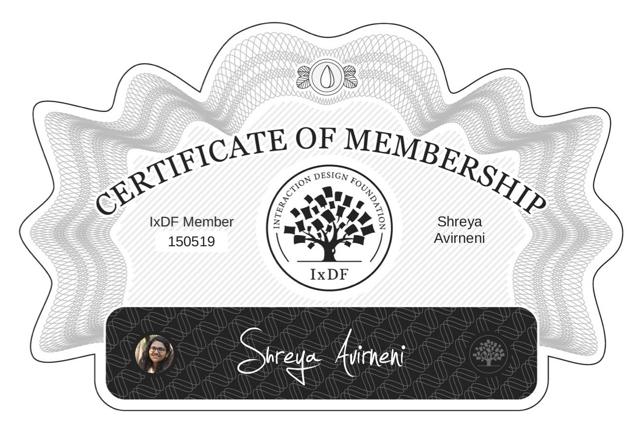 Certificate of Membership – Shreya Avirneni