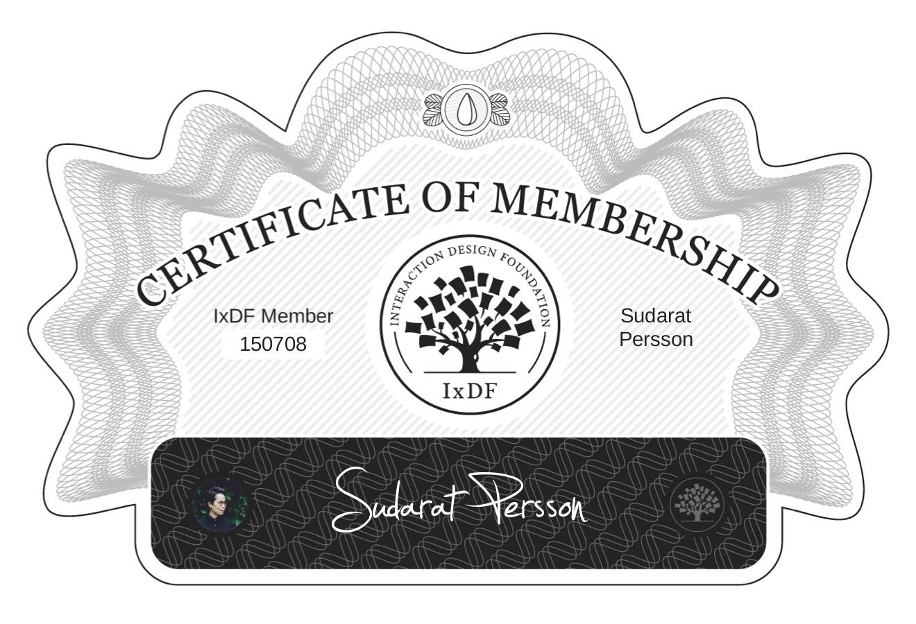 Certificate of Membership – Sudarat Persson