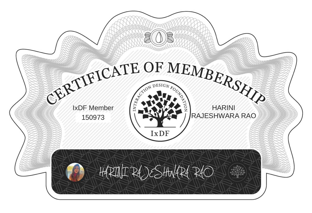 Certificate of Membership – HARINI RAJESHWARA RAO