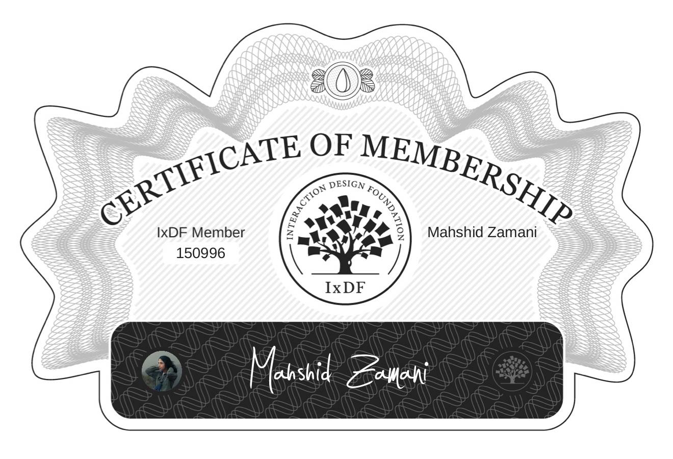 Certificate of Membership – Mahshid Zamani