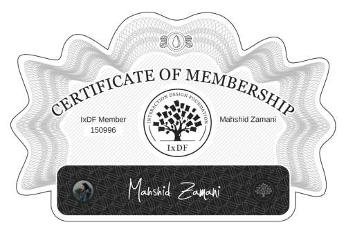 Certificate of Membership – Mahshid Zamani
