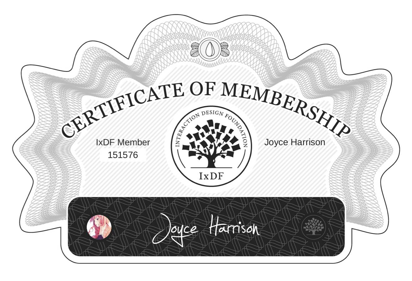 Certificate of Membership – Joyce Harrison