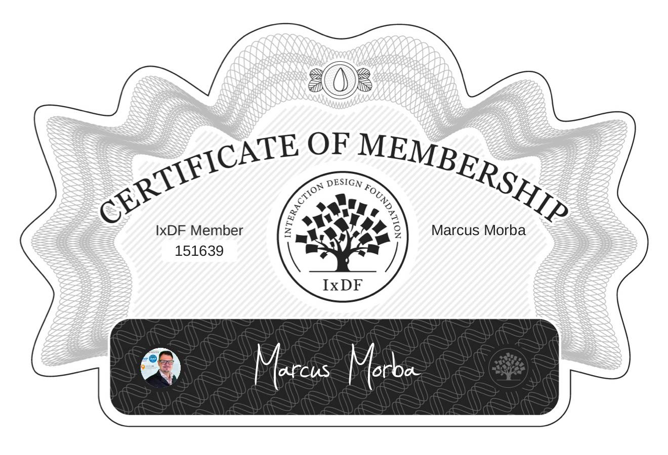 Certificate of Membership – Marcus Morba