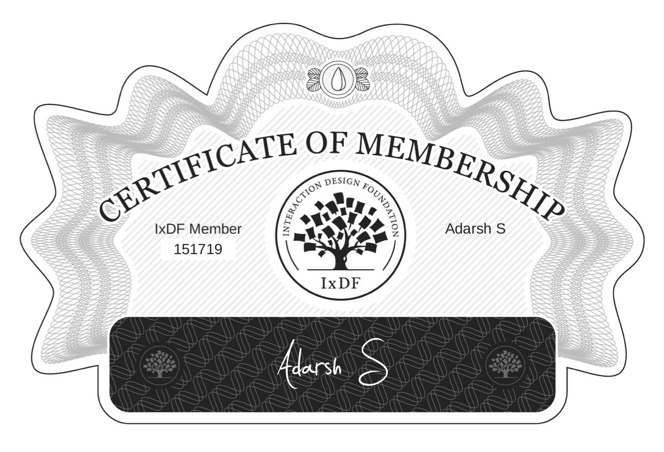 Certificate of Membership – Adarsh S
