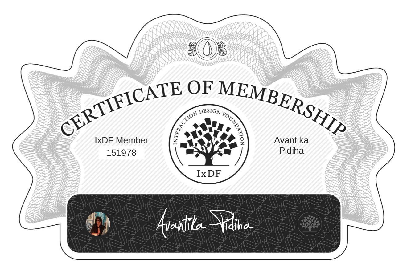 Certificate of Membership – Avantika Pidiha
