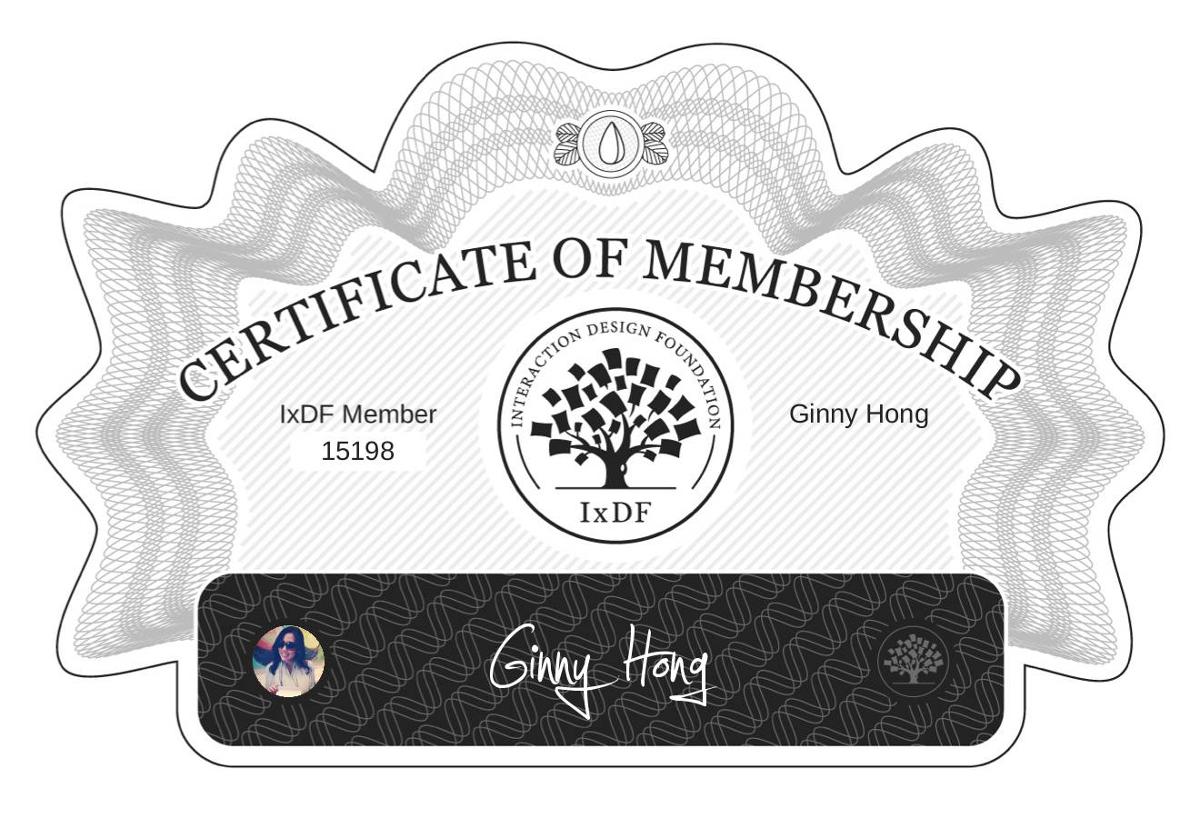 Certificate of Membership – Ginny Hong