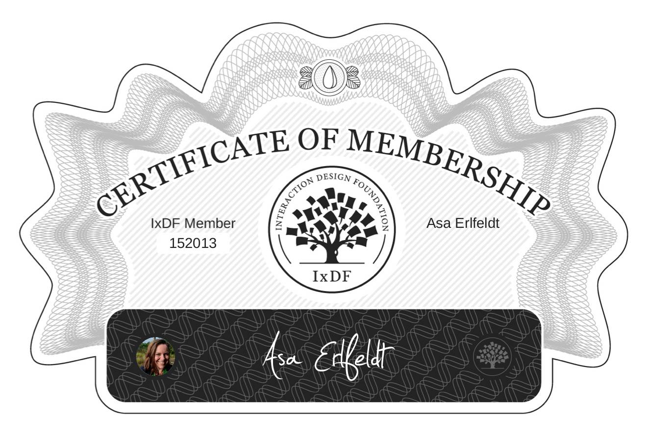 Certificate of Membership – Åsa Erlfeldt