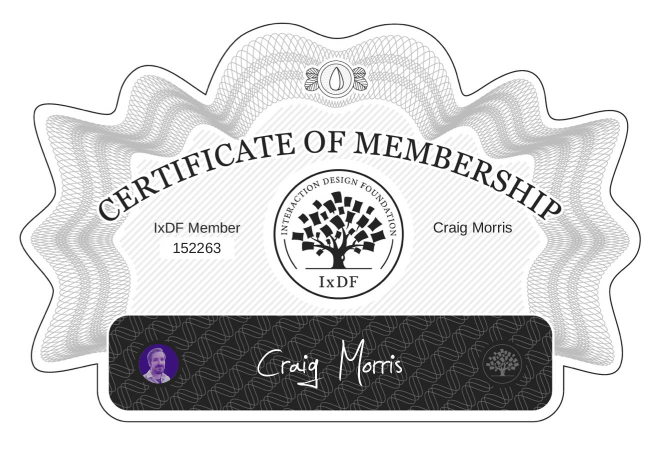 Certificate of Membership – Craig Morris