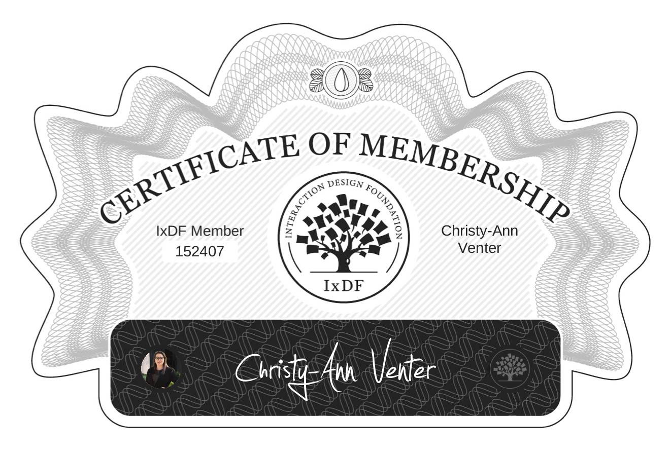 Certificate of Membership – Christy-Ann Venter