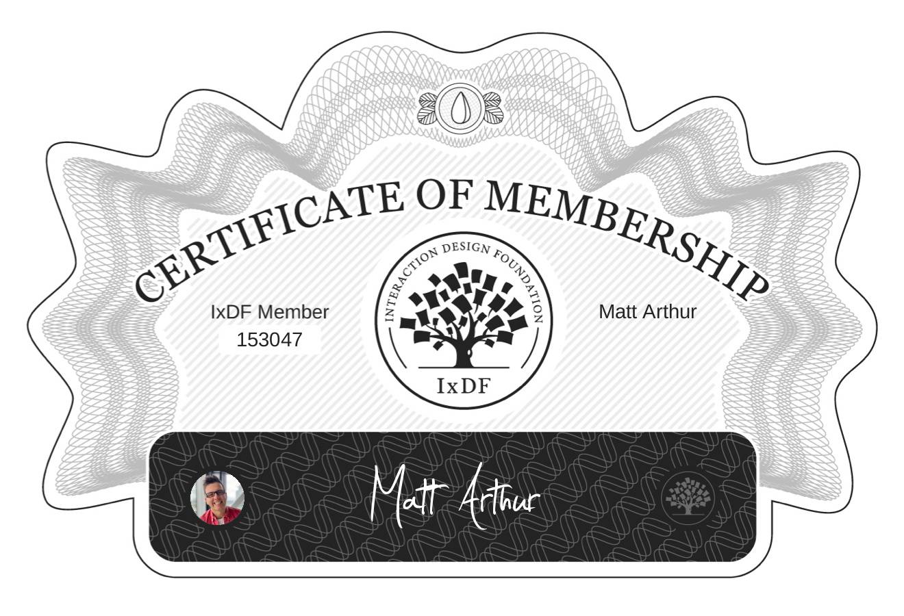 Certificate of Membership – Matt Arthur