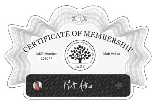 Certificate of Membership – Matt Arthur