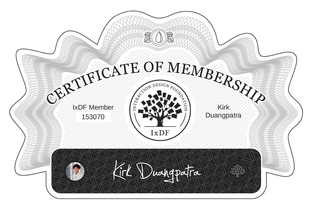 Certificate of Membership – Kirk Duangpatra