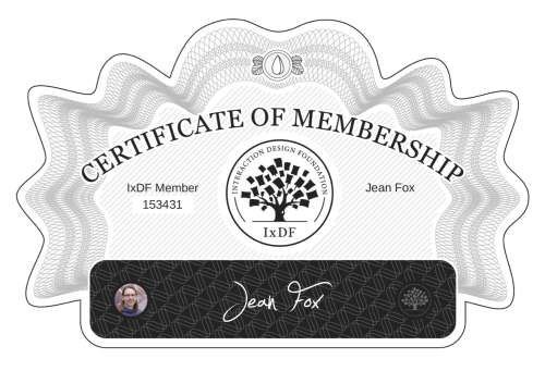 Certificate of Membership – Jean Fox