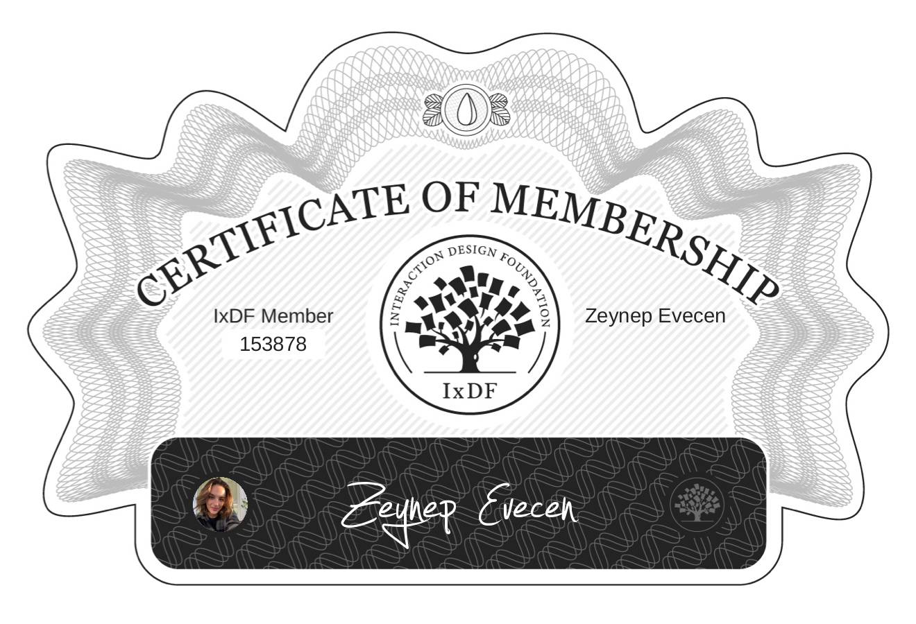 Certificate of Membership – Zeynep Evecen