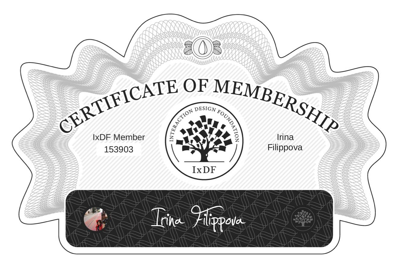 Certificate of Membership – Irina Filippova