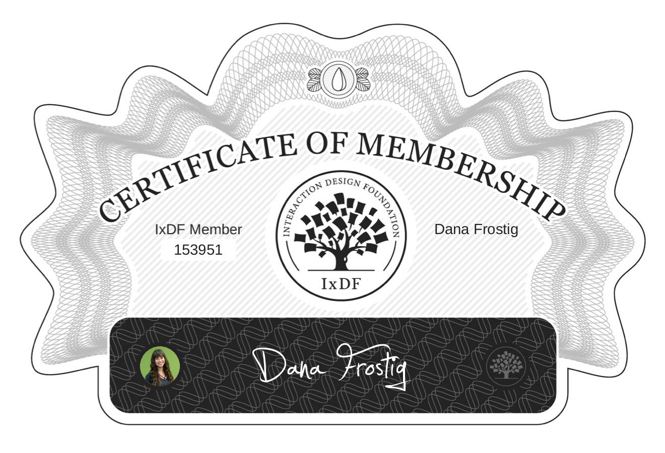Certificate of Membership – Dana Frostig