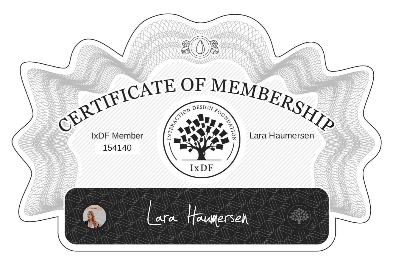Certificate of Membership – Lara Haumersen