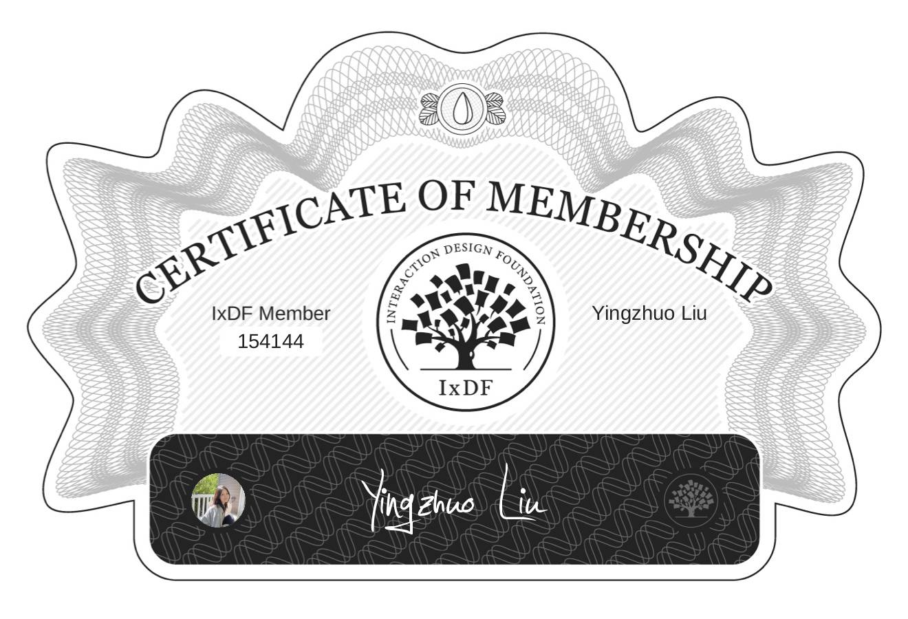 Certificate of Membership – Yingzhuo Liu