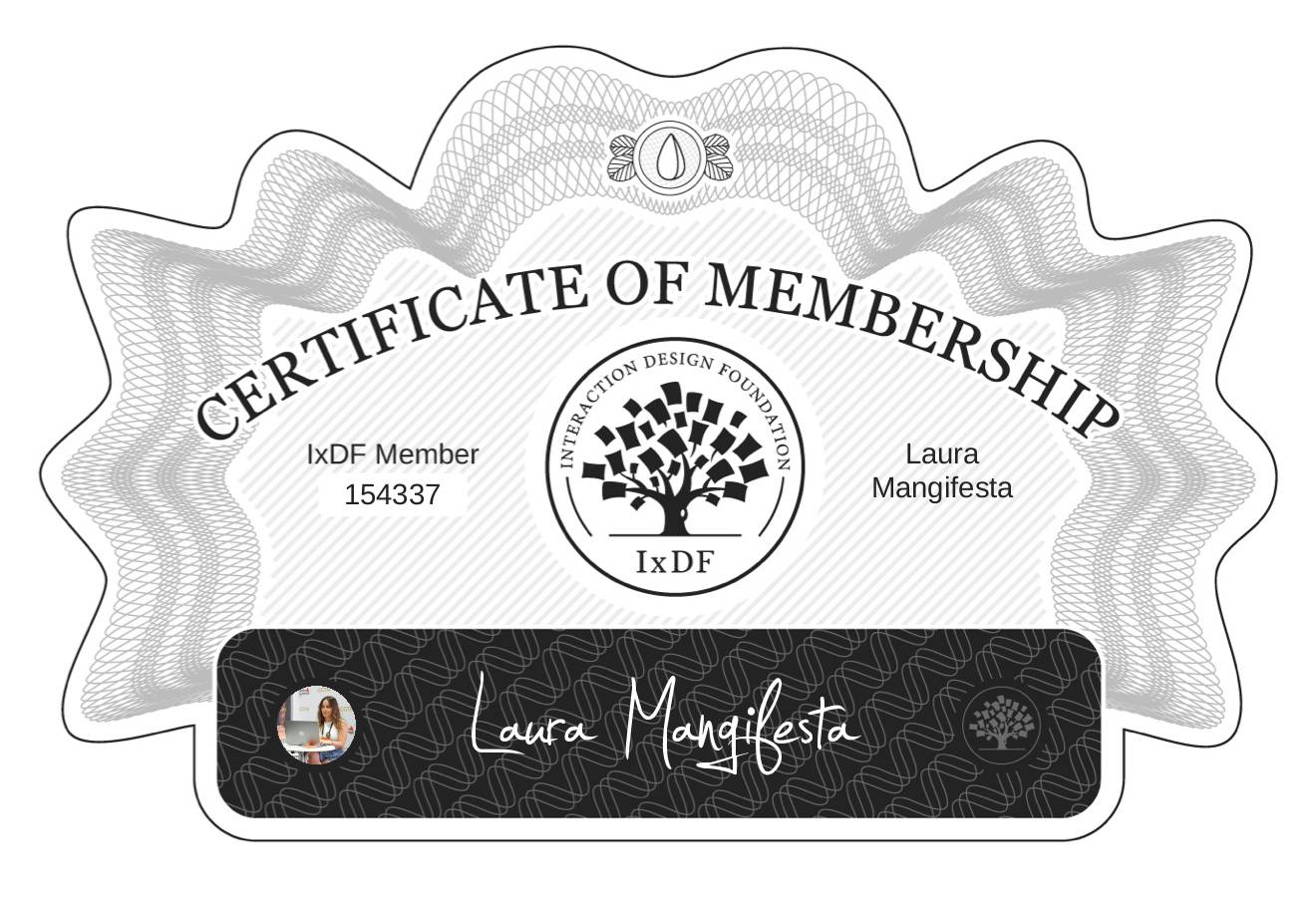 Certificate of Membership – Laura Mangifesta