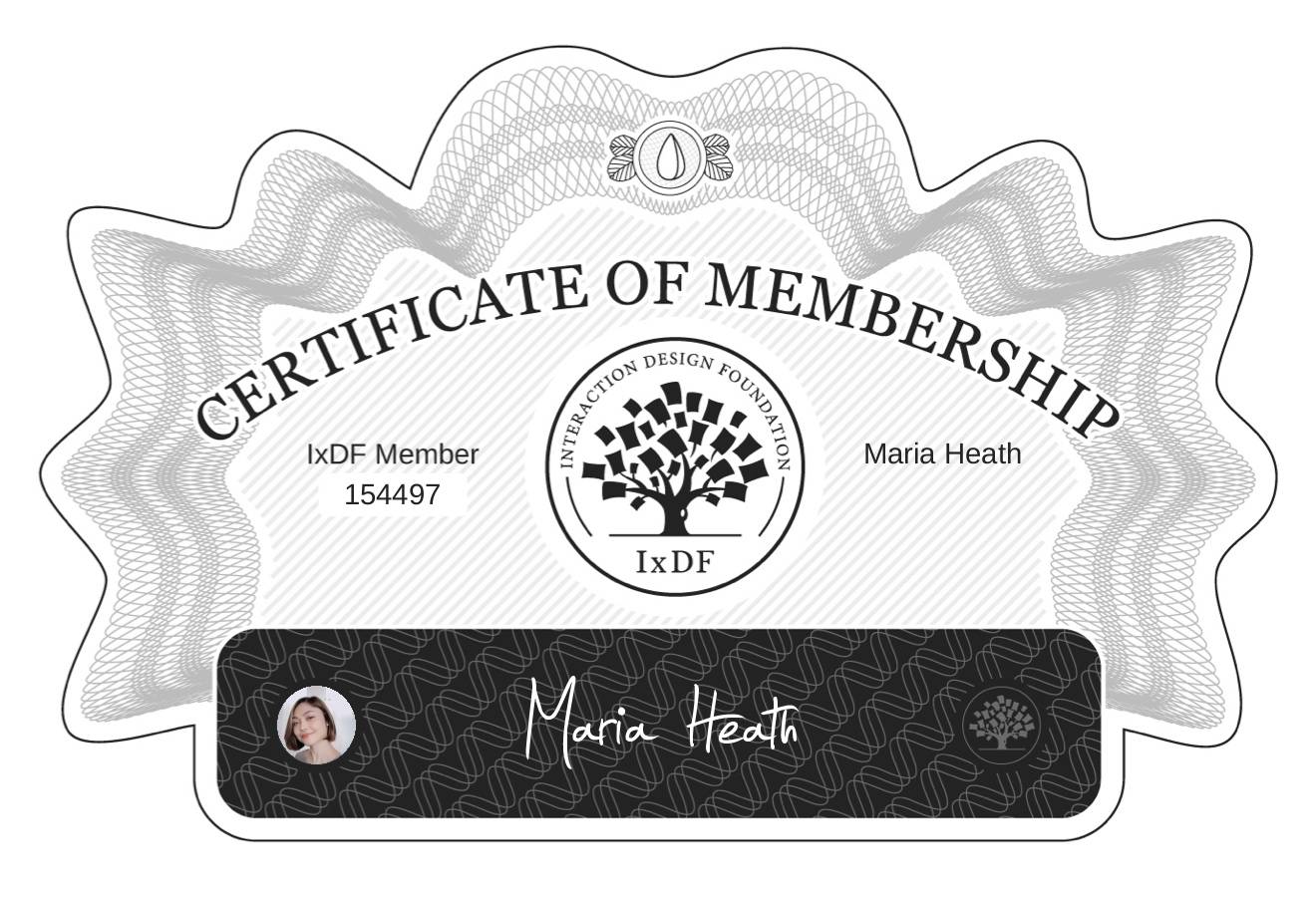 Certificate of Membership – Maria Heath