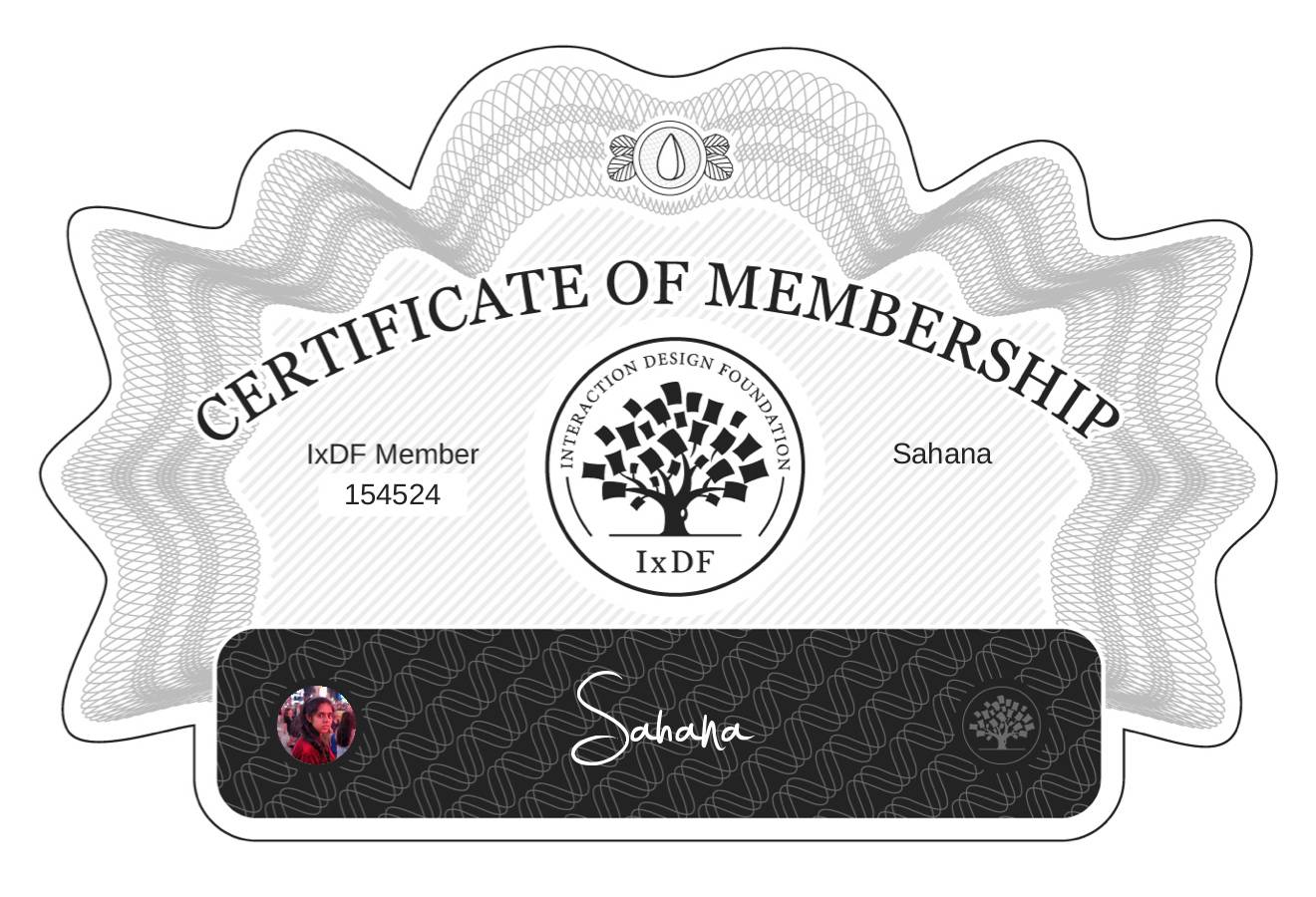 Certificate of Membership – Sahana