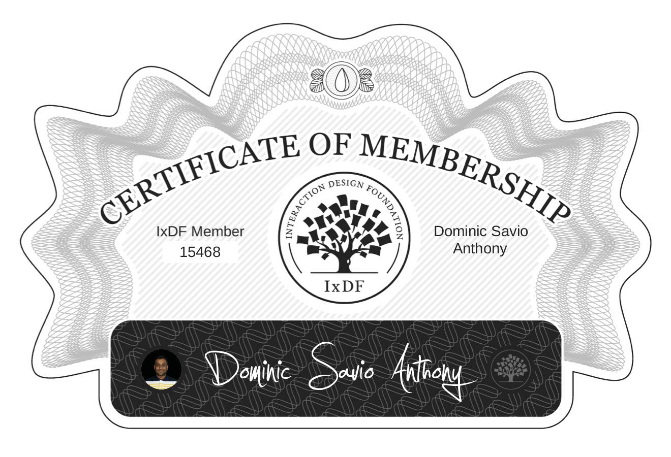 Certificate of Membership – Dominic Savio Anthony