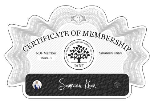 Certificate of Membership – Samreen Khan