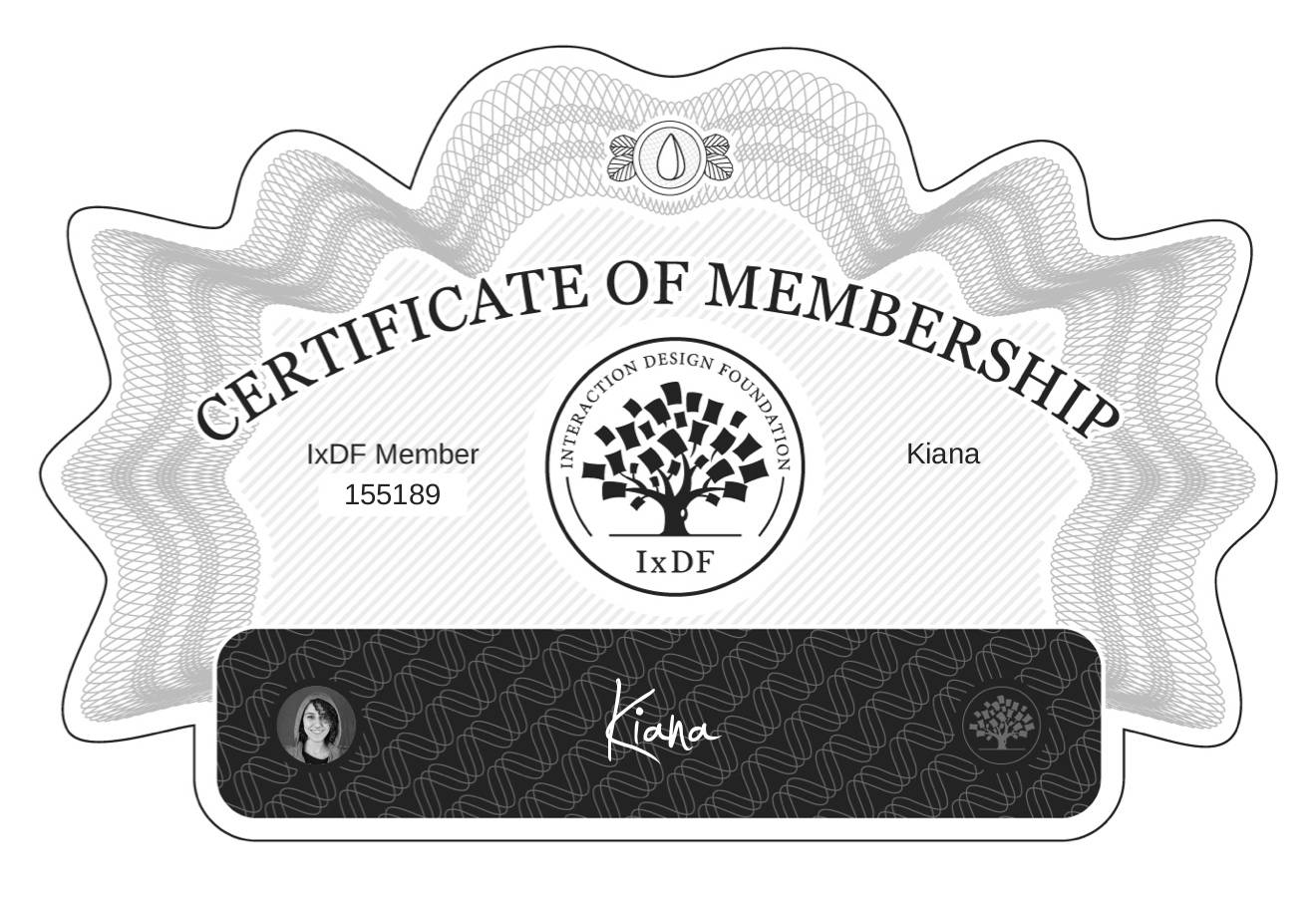 Certificate of Membership – Kiana