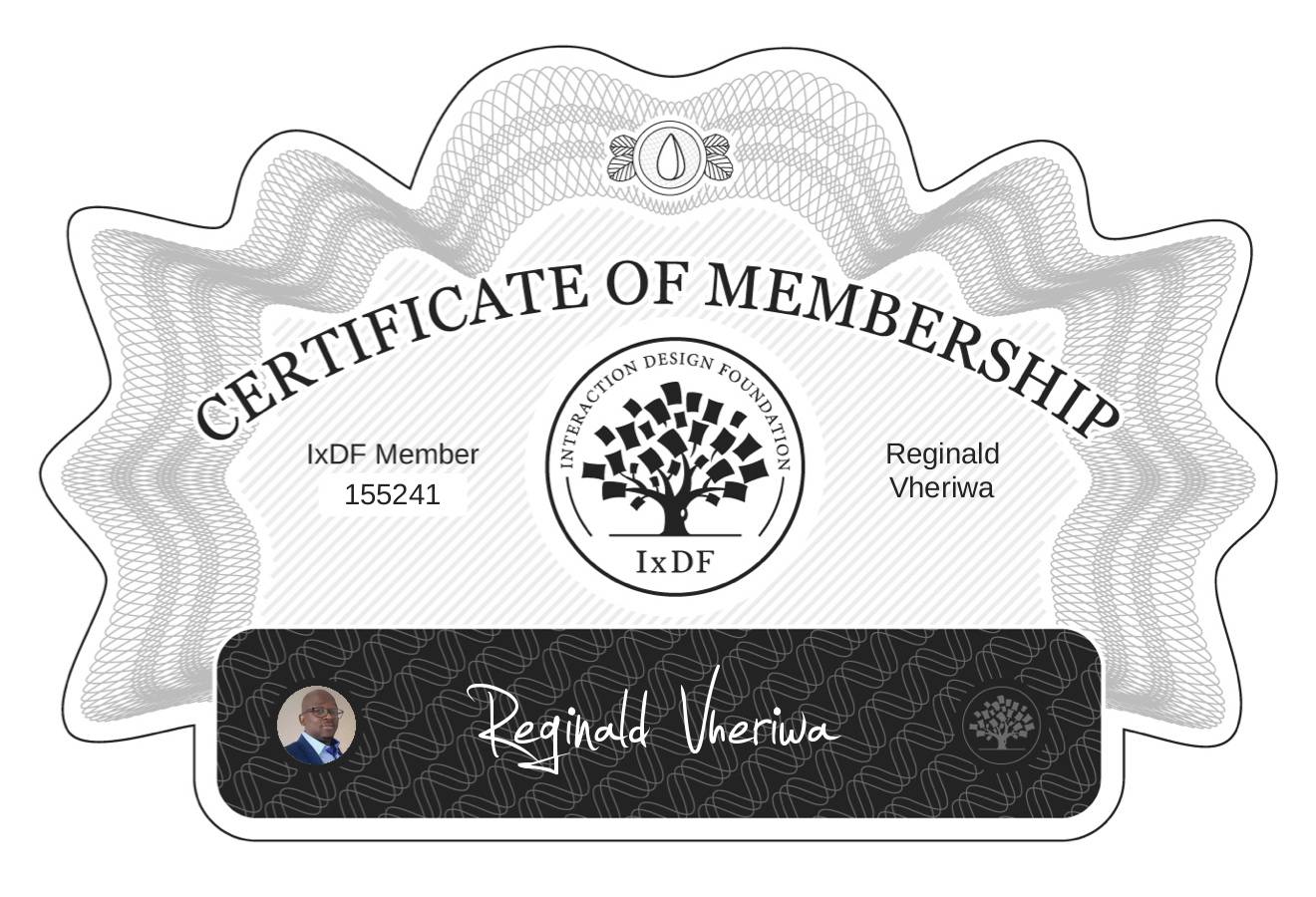Certificate of Membership – Reginald Vheriwa