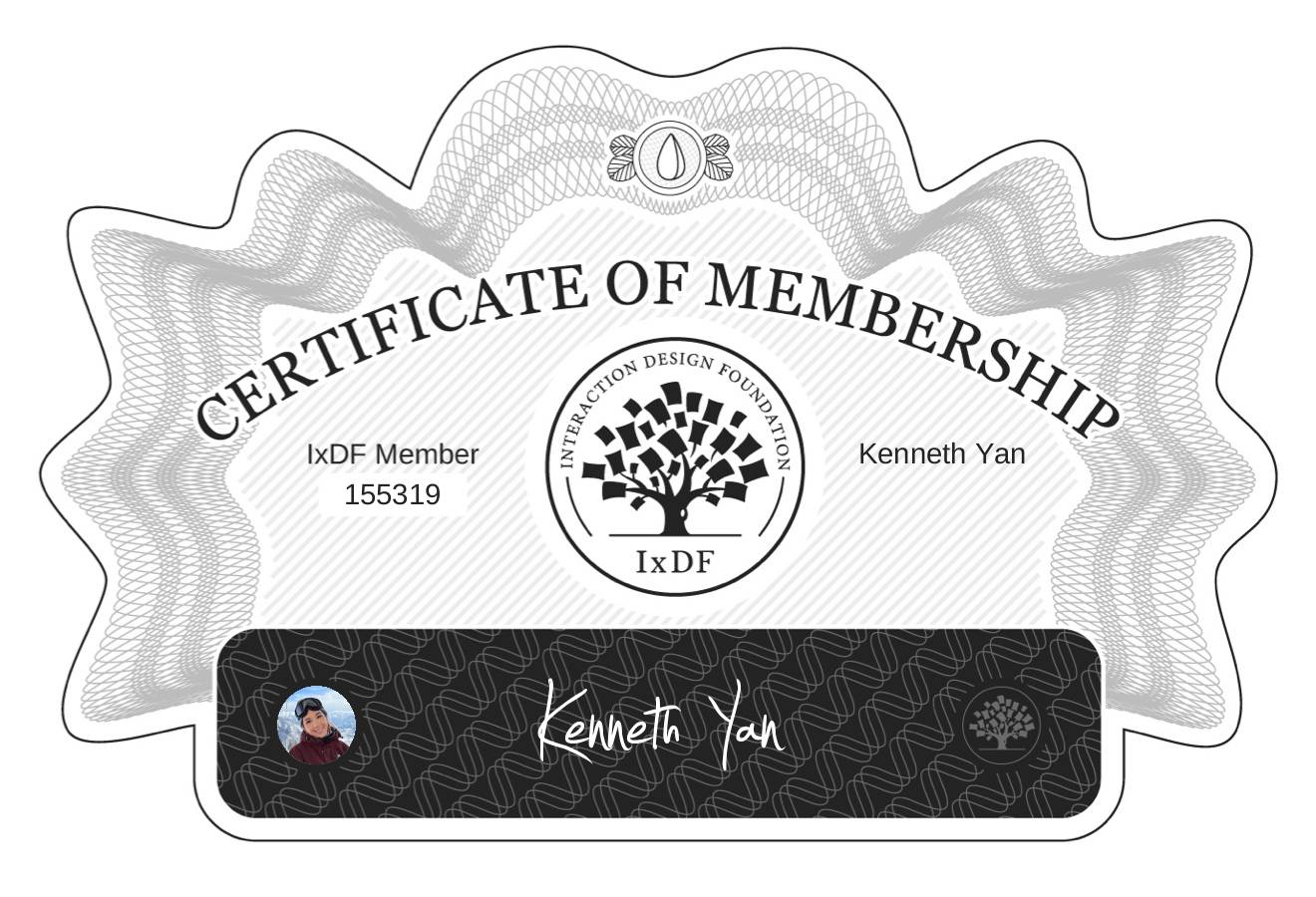 Certificate of Membership – Kenneth Yan