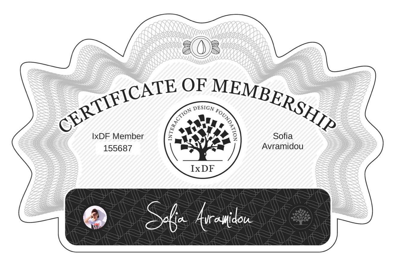 Certificate of Membership – Sofia Avramidou