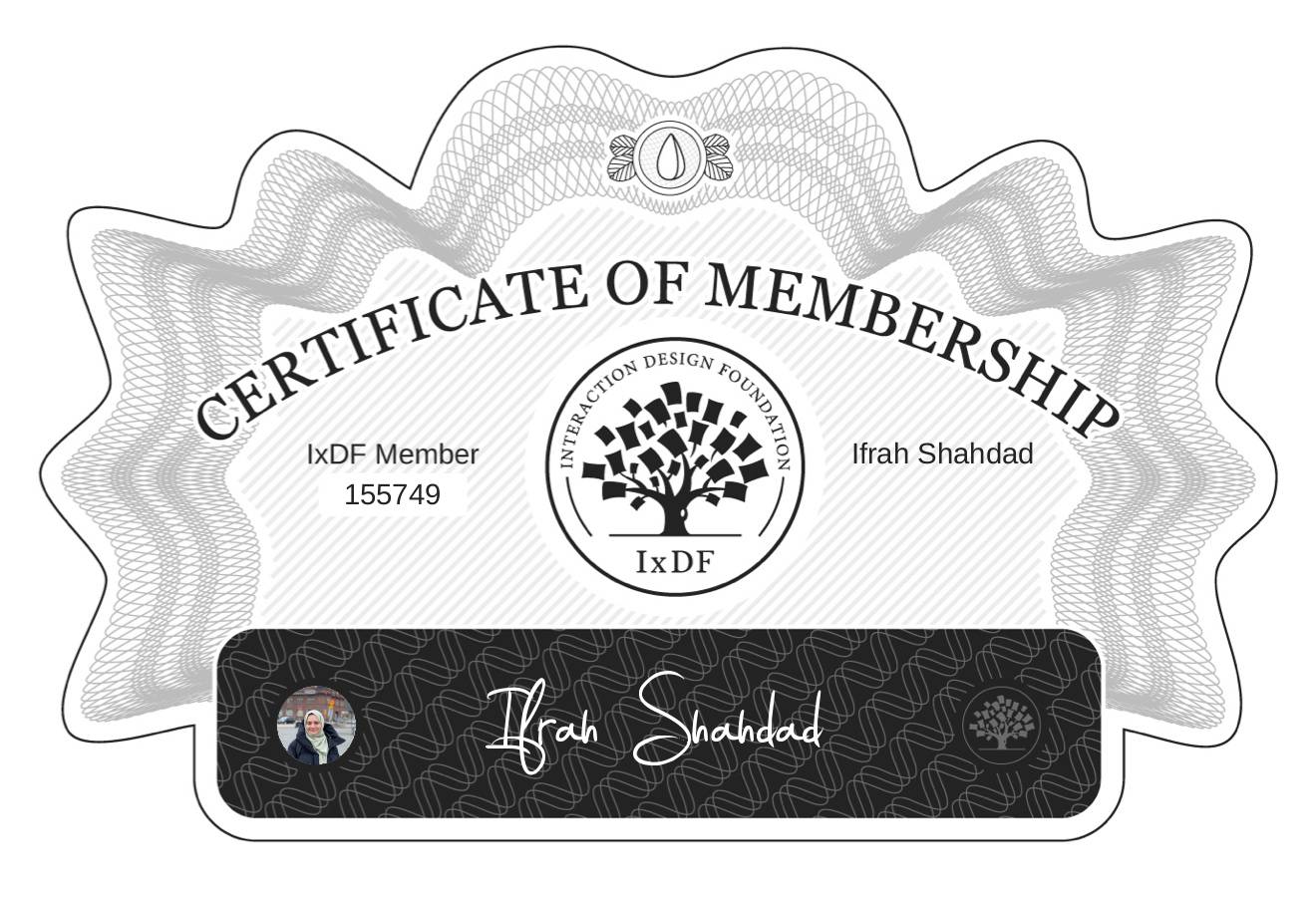 Certificate of Membership – Ifrah Shahdad