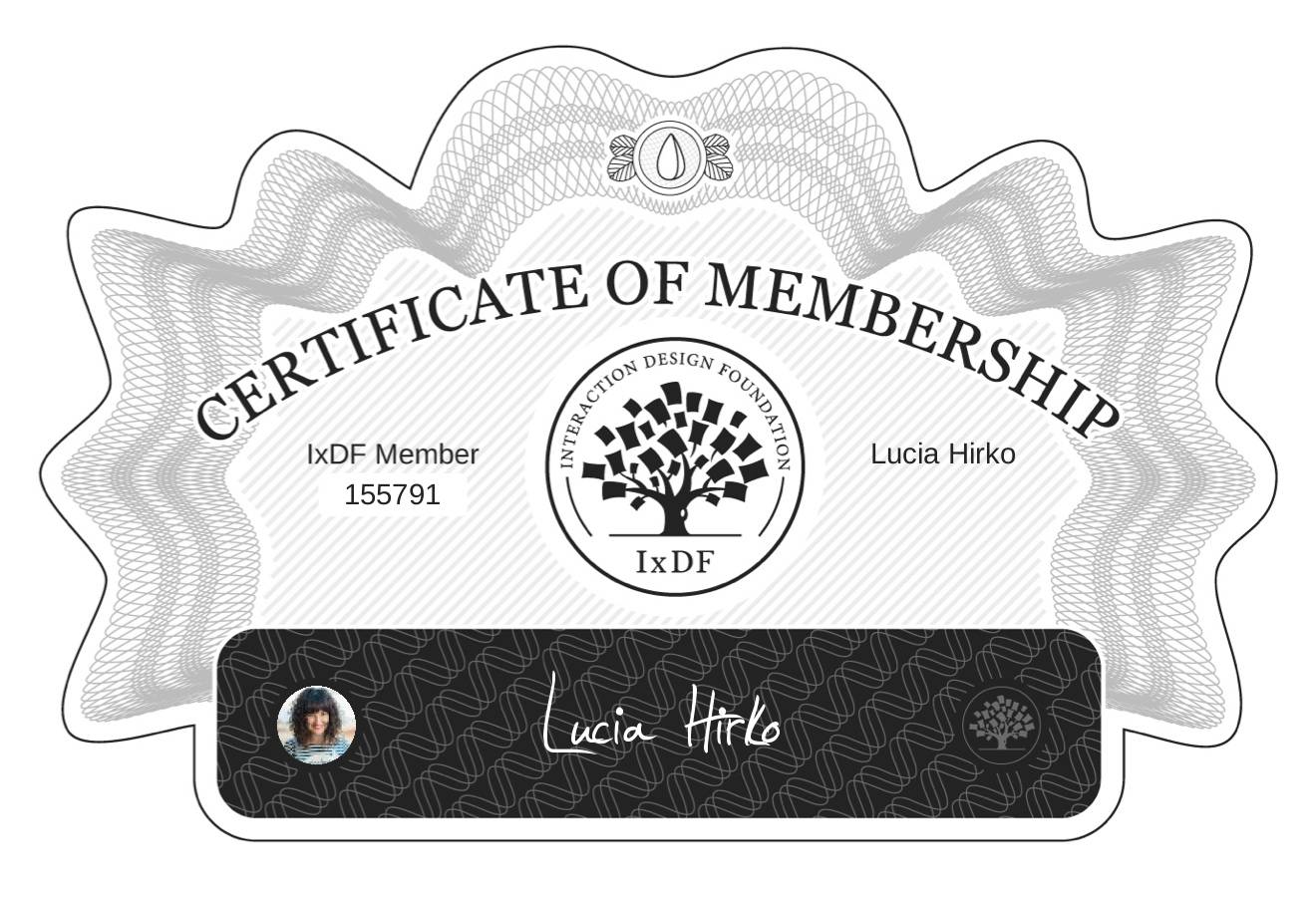 Certificate of Membership – Lucia Hirko