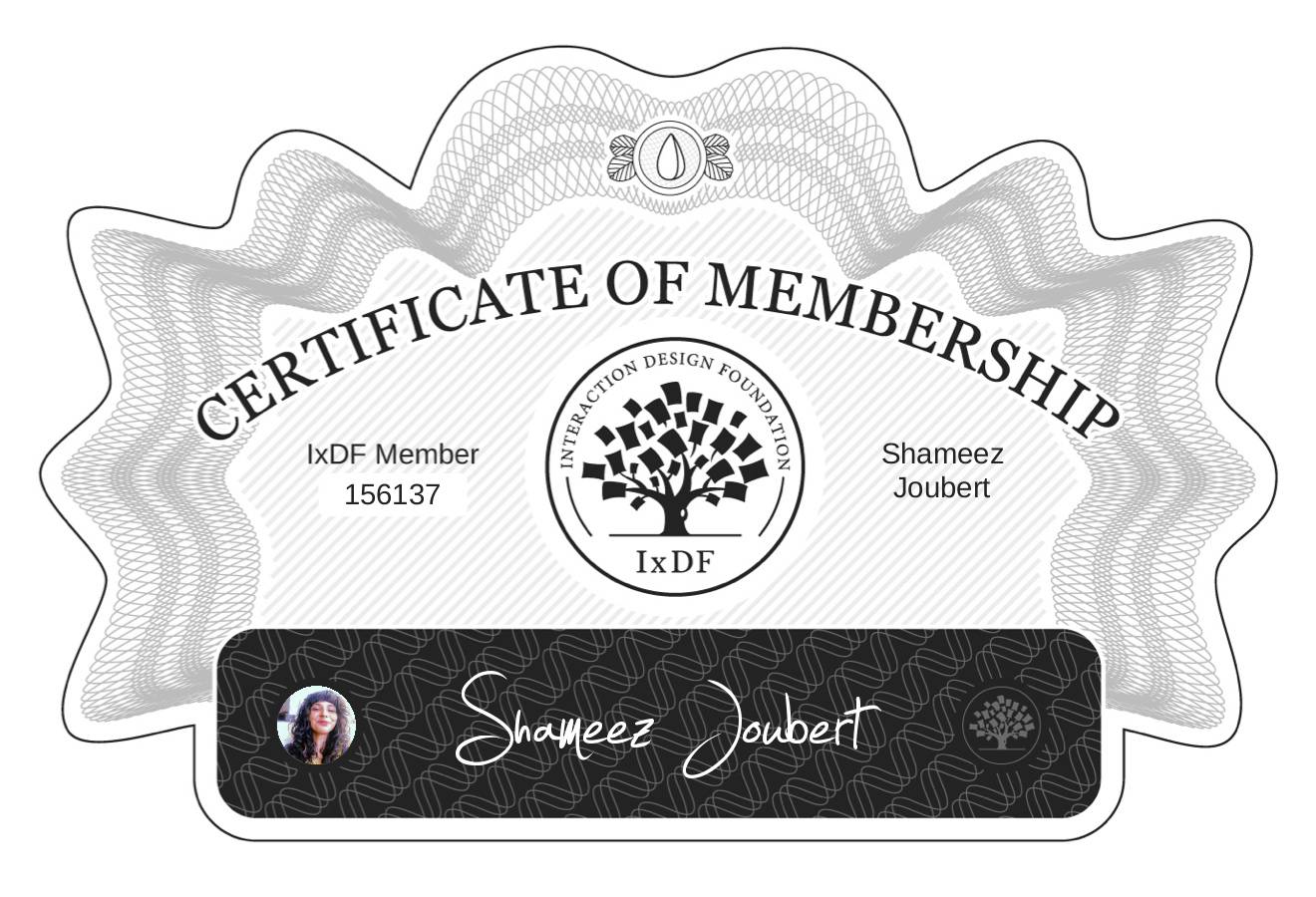 Certificate of Membership – Shameez Joubert