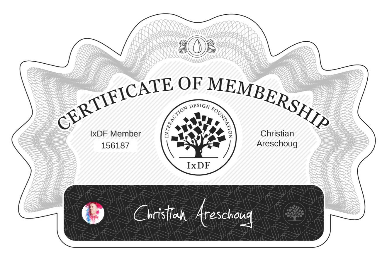 Certificate of Membership – Christian Areschoug