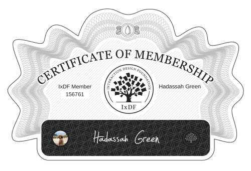 Certificate of Membership – Hadassah Green