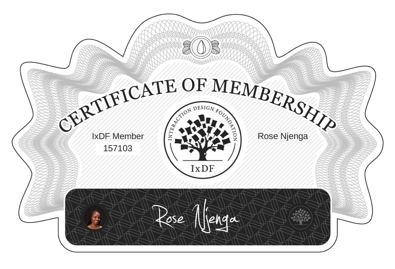 Certificate of Membership – Rose Njenga
