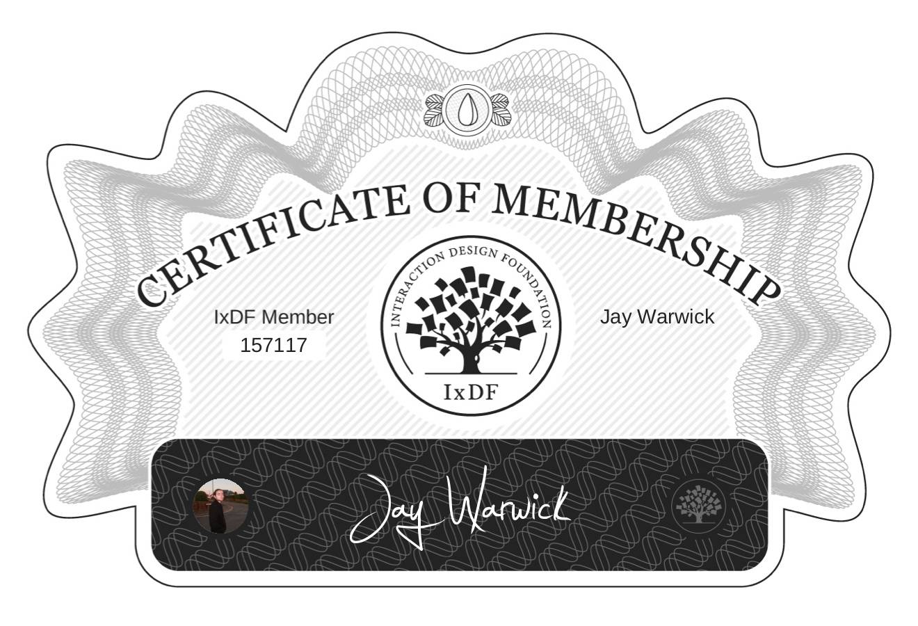 Certificate of Membership – Jay Warwick