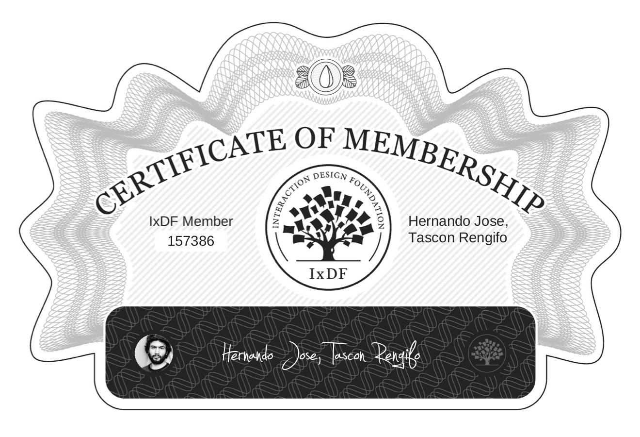 Certificate of Membership – Hernando Jose, Tascon Rengifo