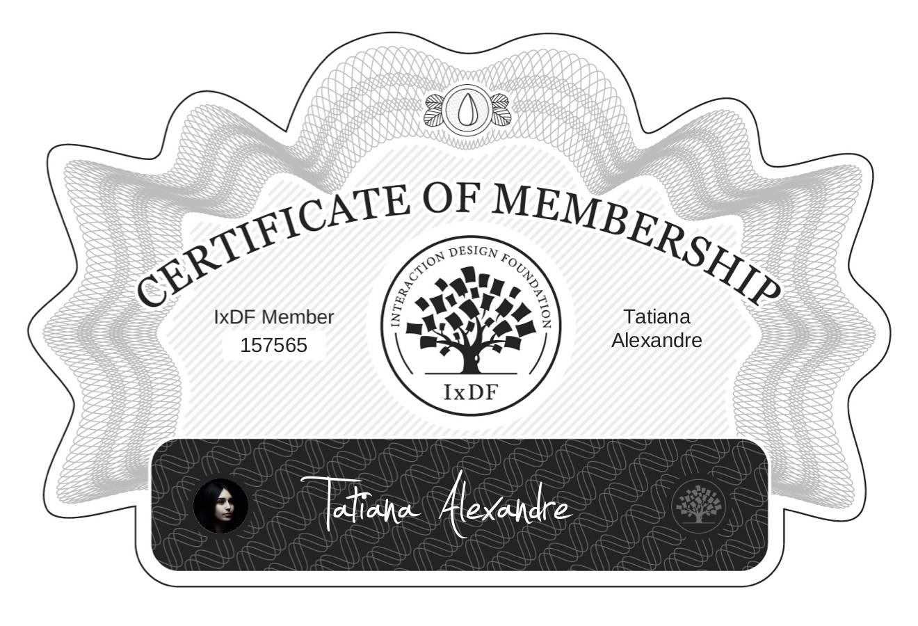 Certificate of Membership – Tatiana Alexandre