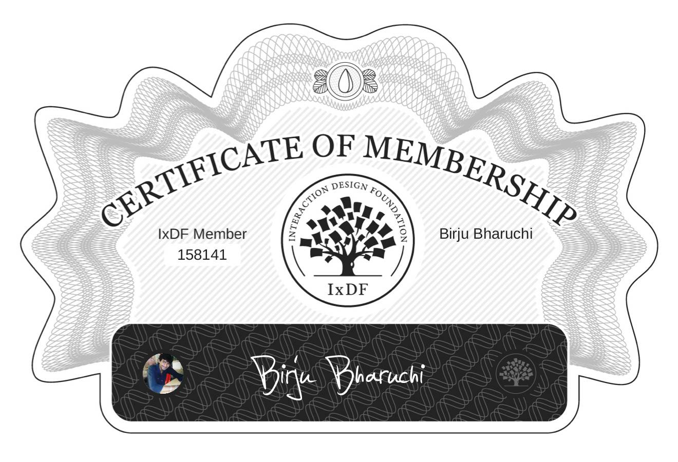 Certificate of Membership – Birju Bharuchi