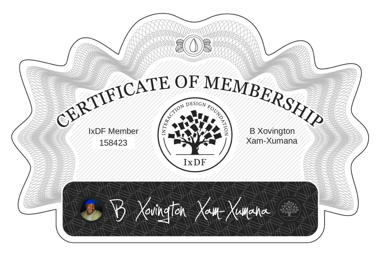 Certificate of Membership – B Xovington Xam-Xumana