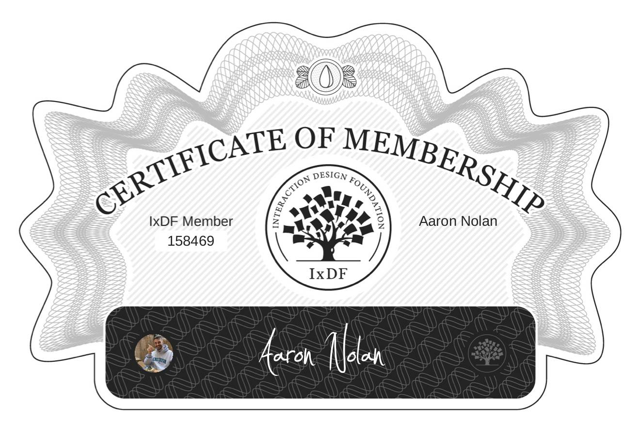 Certificate of Membership – Aaron Nolan