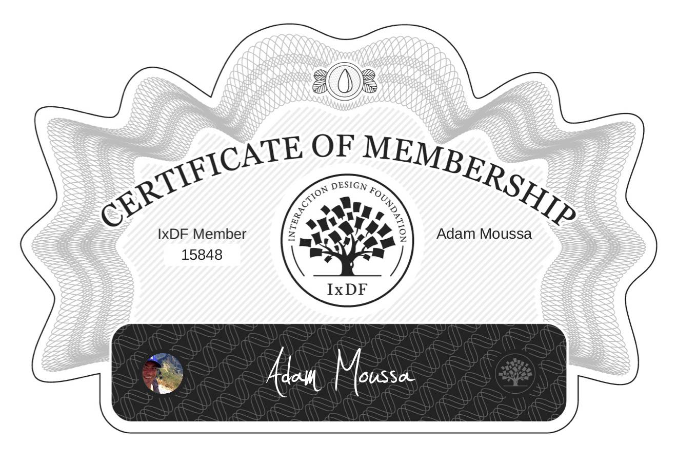 Certificate of Membership – Adam Moussa
