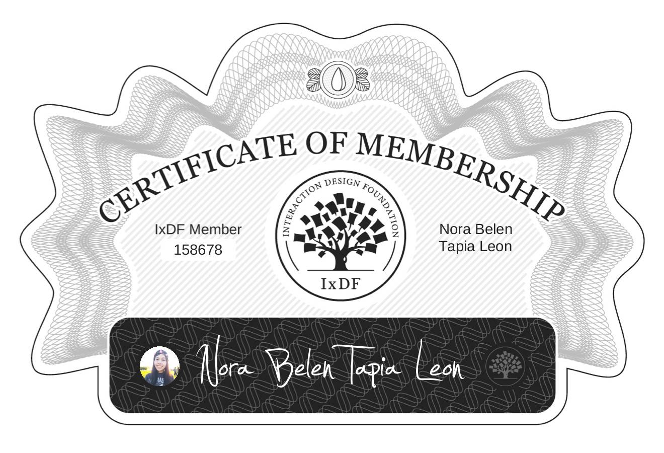 Certificate of Membership – Nora Belén Tapia León