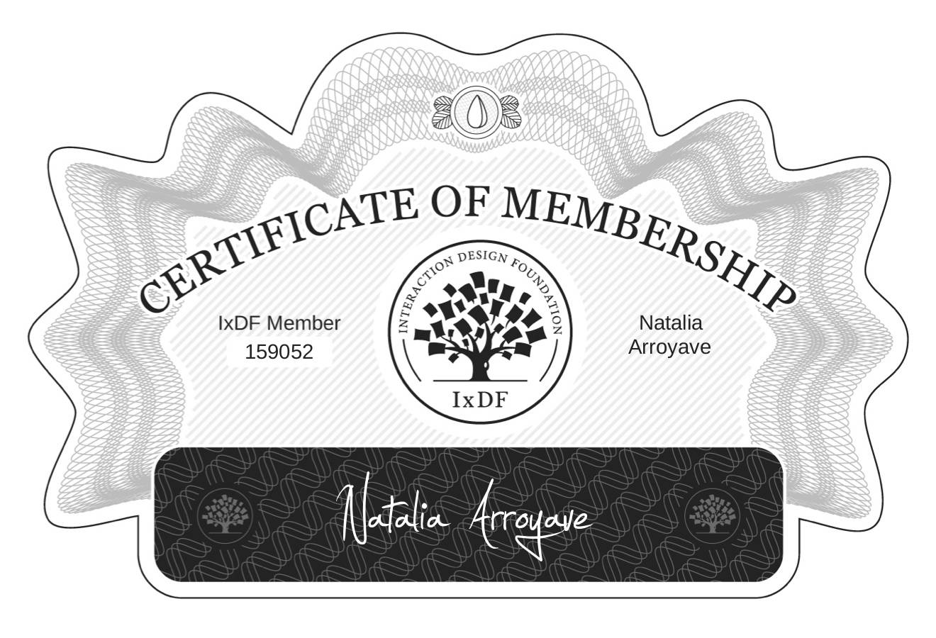 Certificate of Membership – Natalia Arroyave