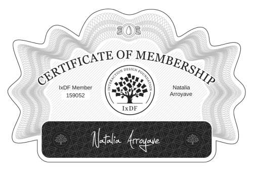 Certificate of Membership – Natalia Arroyave