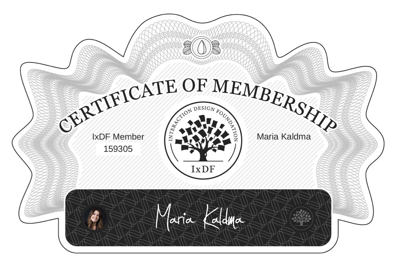 Certificate of Membership – Maria Kaldma