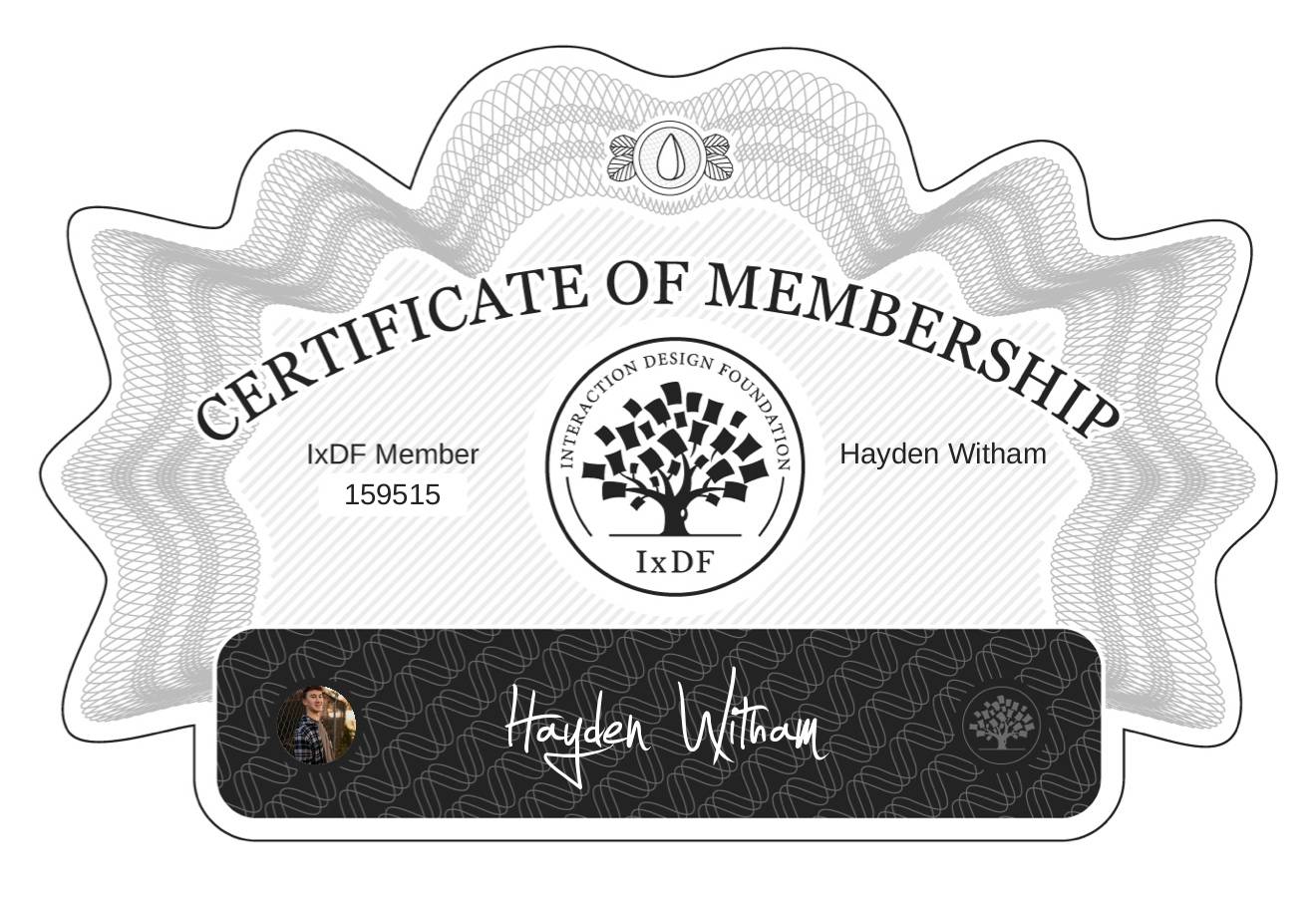 Certificate of Membership – Hayden Witham