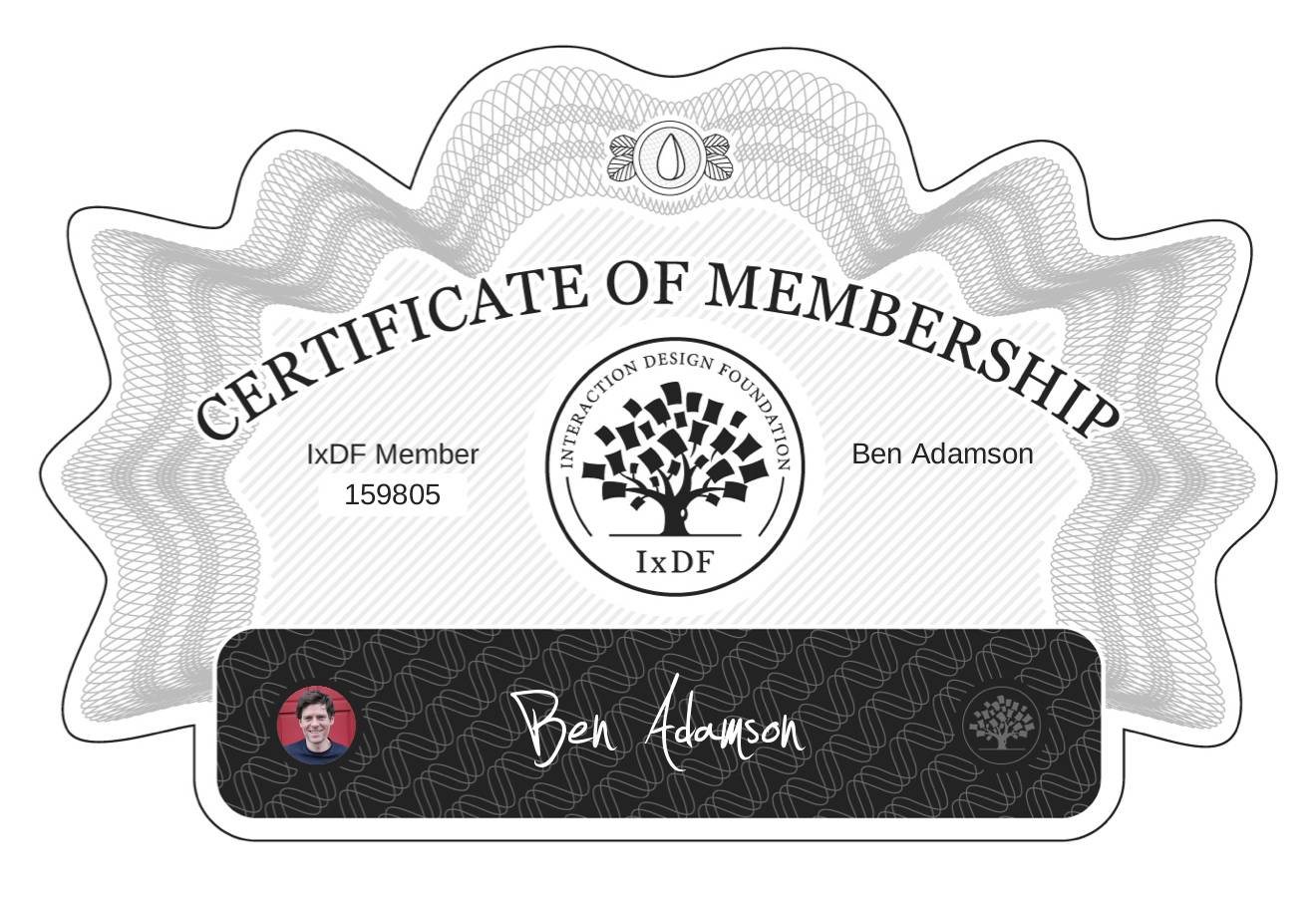 Certificate of Membership – Ben Adamson